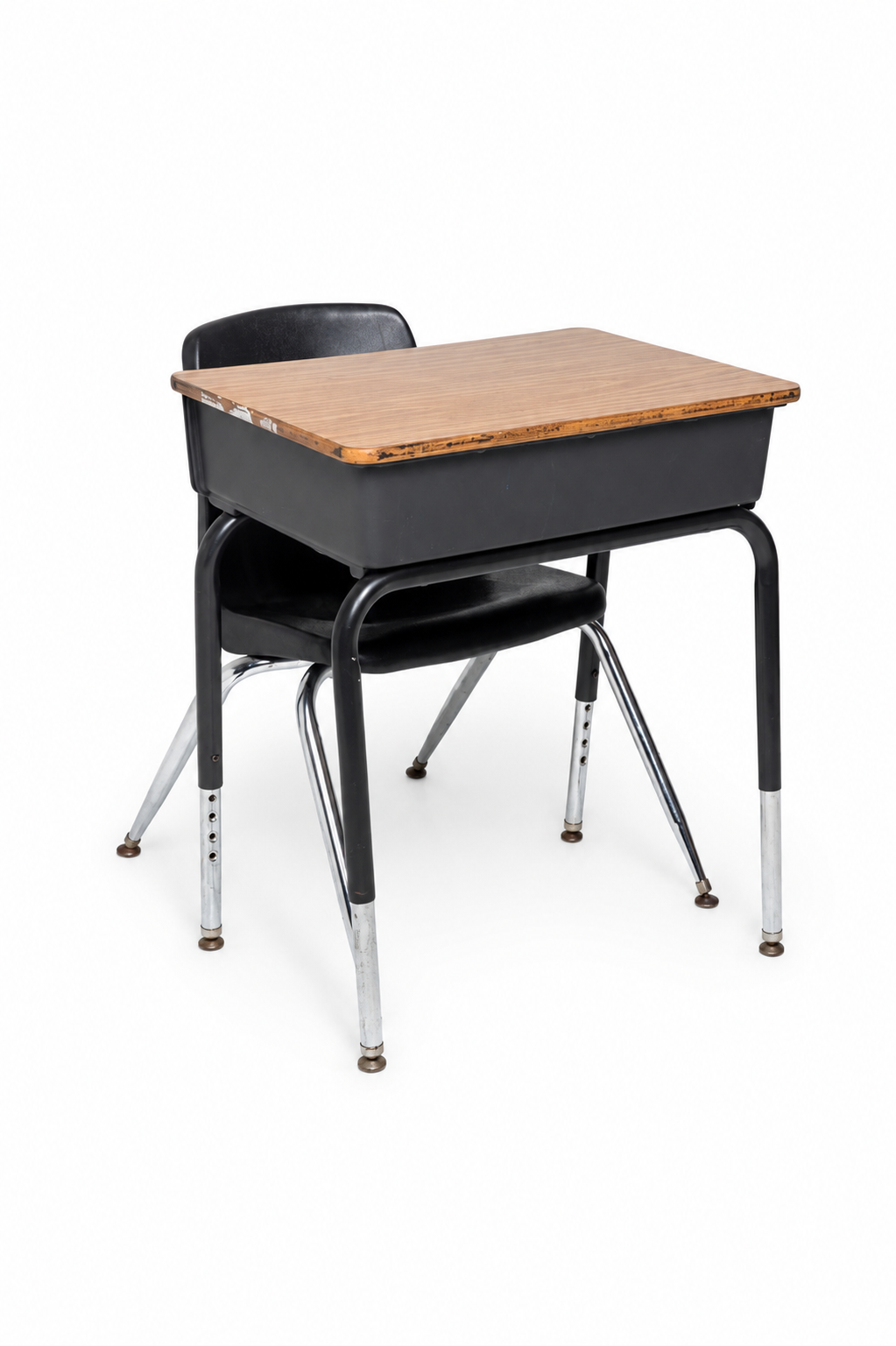 Vintage school desk and chair available as studio props
