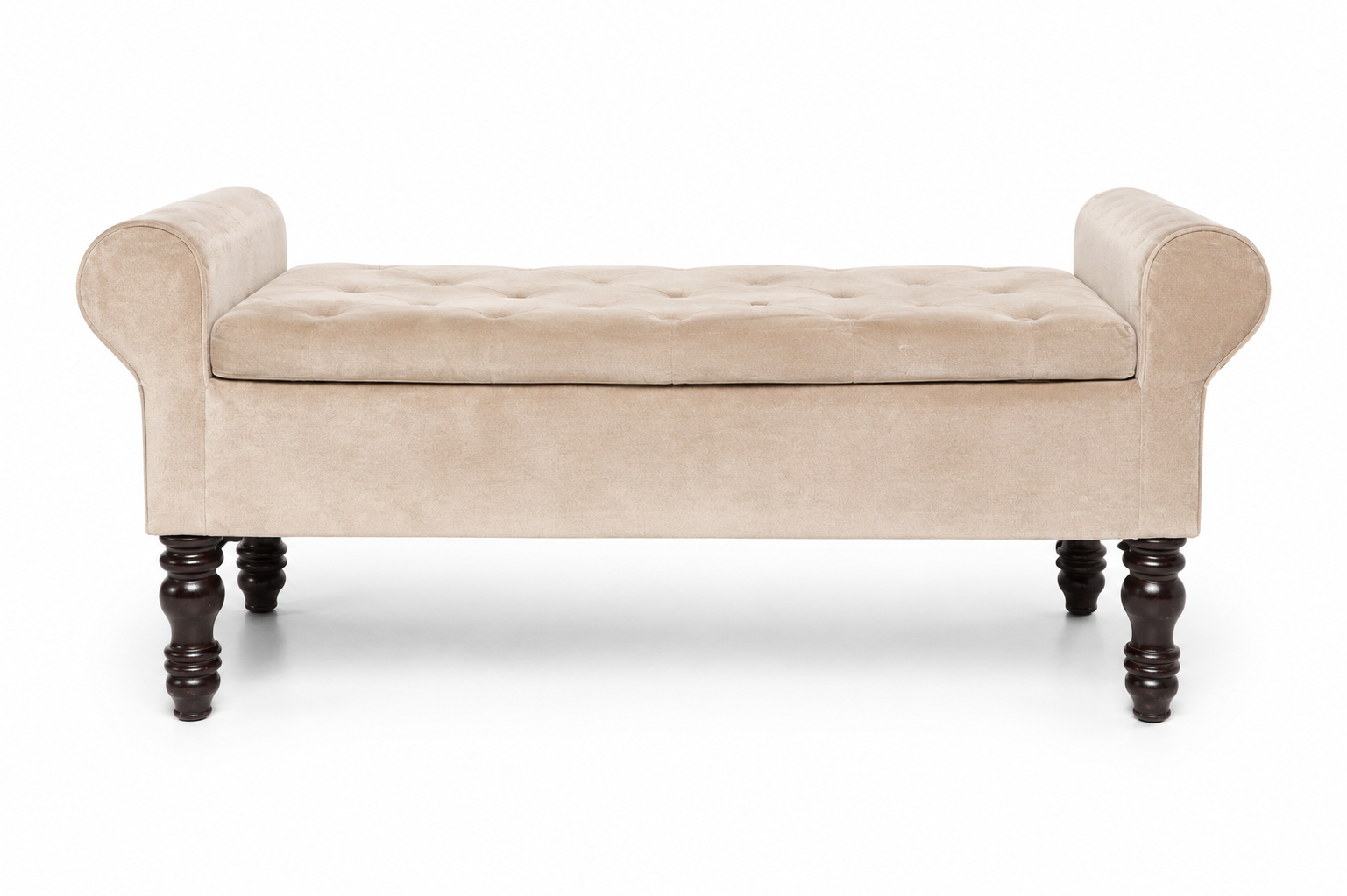 Tufted studio bench available for rental